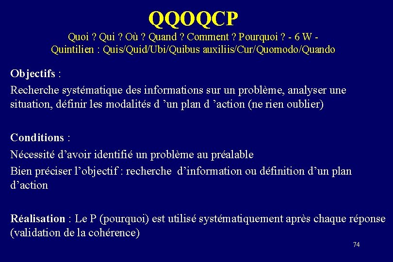 QQOQCP Quoi ? Qui ? Où ? Quand ? Comment ? Pourquoi ? -