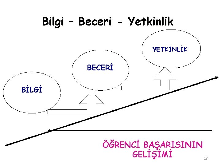 Bilgi – Beceri - Yetkinlik YETKİNLİK BECERİ BİLGİ ÖĞRENCİ BAŞARISININ GELİŞİMİ 18 