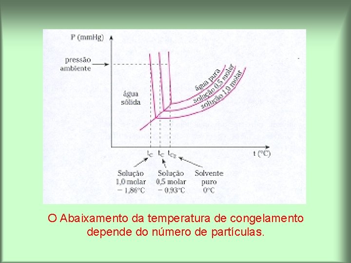 O Abaixamento da temperatura de congelamento depende do número de partículas. 