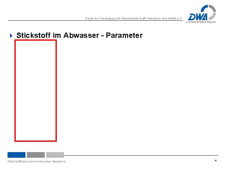 Deutsche Vereinigung für Wasserwirtschaft, Abwasser und Abfall e. V. 4 Stickstoff im Abwasser -