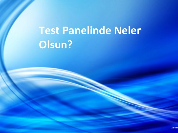 Test Panelinde Neler Olsun? 