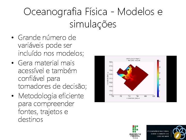 Oceanografia Física - Modelos e simulações • Grande número de variáveis pode ser incluído