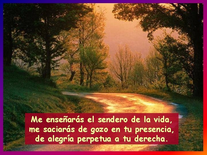 Me enseñarás el sendero de la vida, me saciarás de gozo en tu presencia,