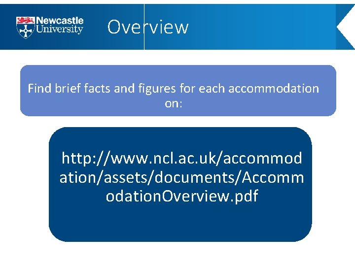 Overview Find brief facts and figures for each accommodation on: http: //www. ncl. ac.