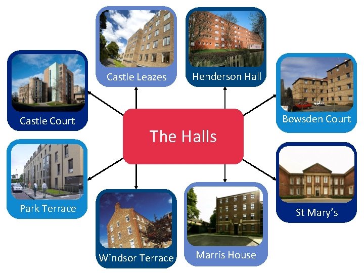 Castle Leazes Castle Court Henderson Hall The Halls Park Terrace Bowsden Court St Mary’s