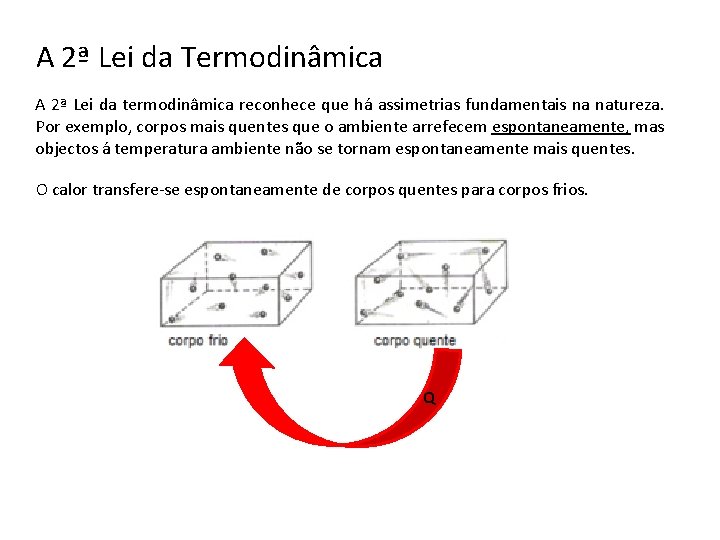 A 2ª Lei da Termodinâmica A 2ª Lei da termodinâmica reconhece que há assimetrias