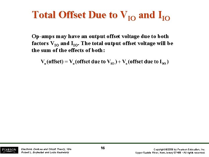 Total Offset Due to VIO and IIO Op-amps may have an output offset voltage