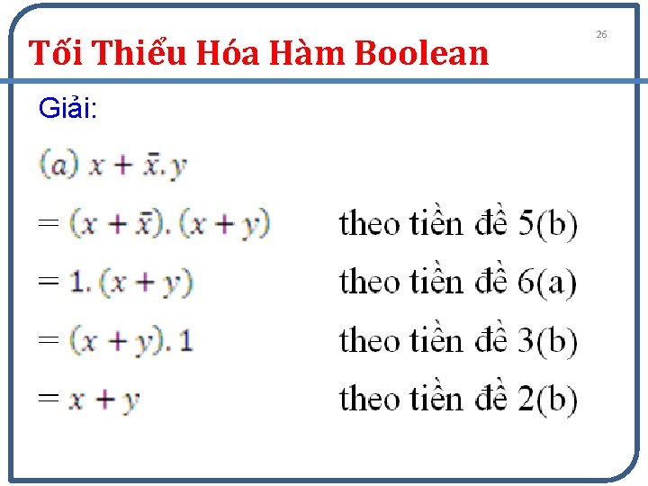Tối Thiểu Hóa Hàm Boolean Giải: 26 