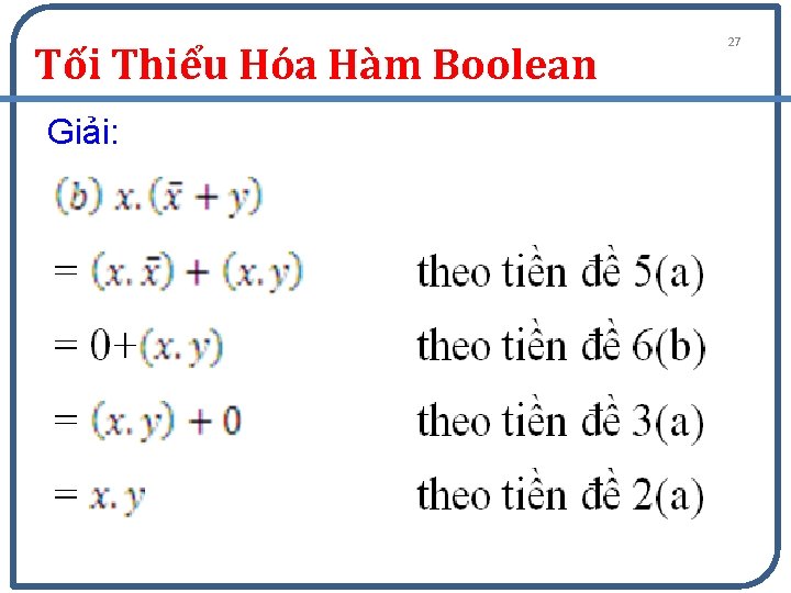 Tối Thiểu Hóa Hàm Boolean Giải: 27 