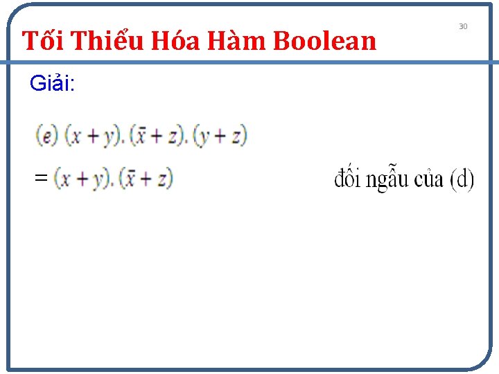 Tối Thiểu Hóa Hàm Boolean Giải: 30 