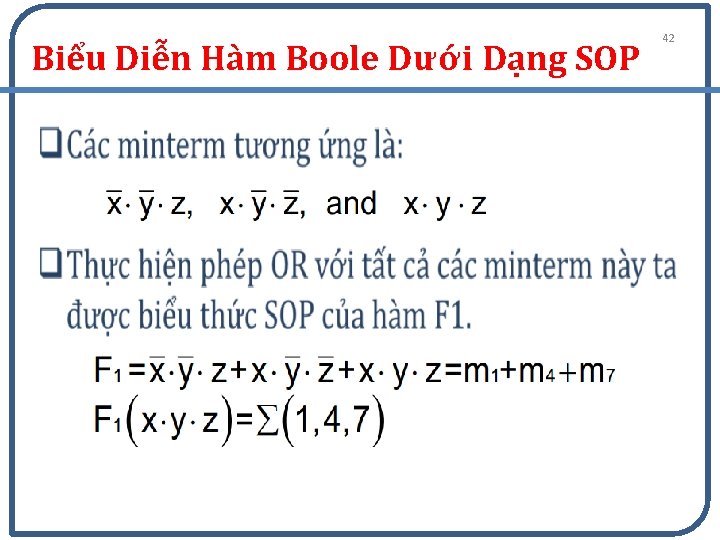 Biểu Diễn Hàm Boole Dưới Dạng SOP 42 