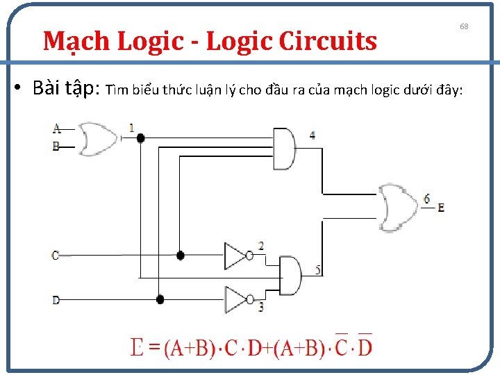 Mạch Logic - Logic Circuits 68 • Bài tập: Tìm biểu thức luận lý