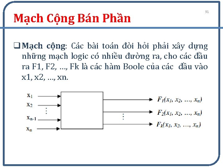 Mạch Cộng Bán Phần 91 q Mạch cộng: Các bài toán đòi hỏi phải