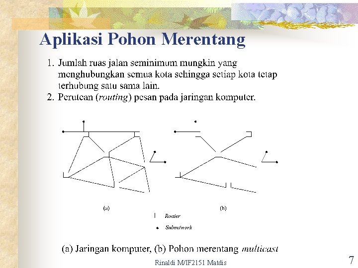 Aplikasi Pohon Merentang Rinaldi M/IF 2151 Matdis 7 