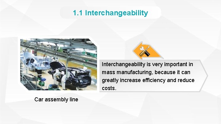 1. 1 Interchangeability is very important in mass manufacturing, because it can greatly increase