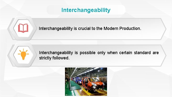 Interchangeability is crucial to the Modern Production. Interchangeability is possible only when certain standard