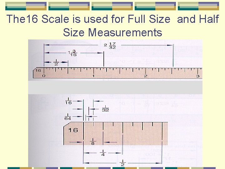 The 16 Scale is used for Full Size and Half Size Measurements 