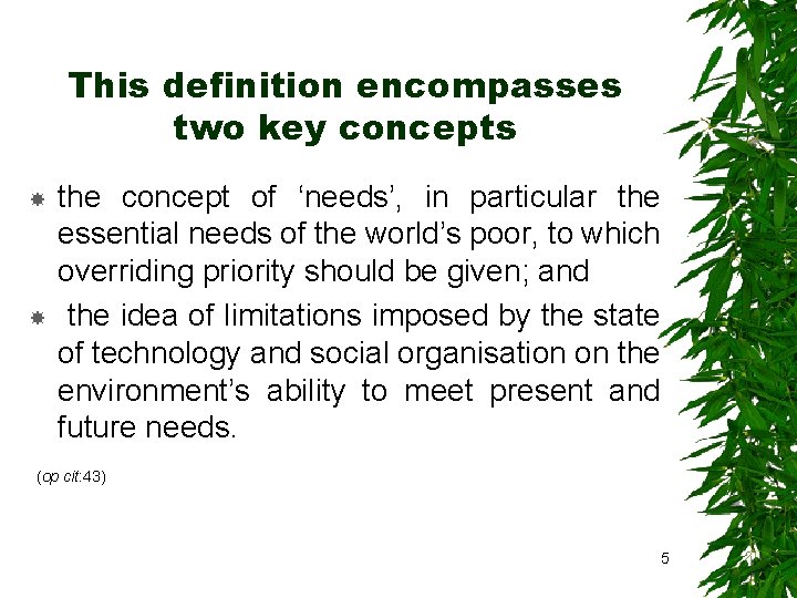 This definition encompasses two key concepts the concept of ‘needs’, in particular the essential