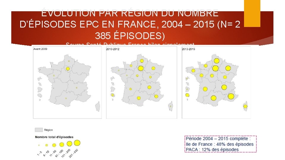 ÉVOLUTION PAR RÉGION DU NOMBRE D’ÉPISODES EPC EN FRANCE, 2004 – 2015 (N= 2