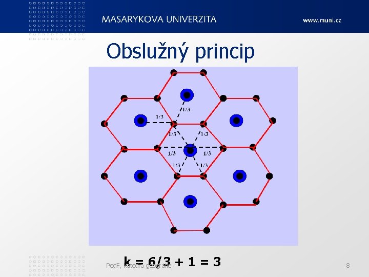 Obslužný princip k = 6/3 + 1 = 3 Ped. F, katedra geografie 8