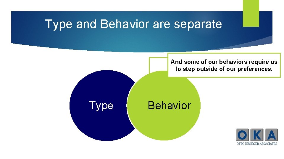 Type and Behavior are separate And some of our behaviors require us to step