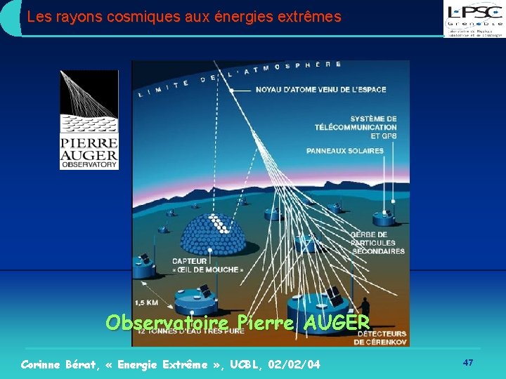 Les rayons cosmiques aux énergies extrêmes Observatoire Pierre AUGER Corinne Bérat, « Energie Extrême