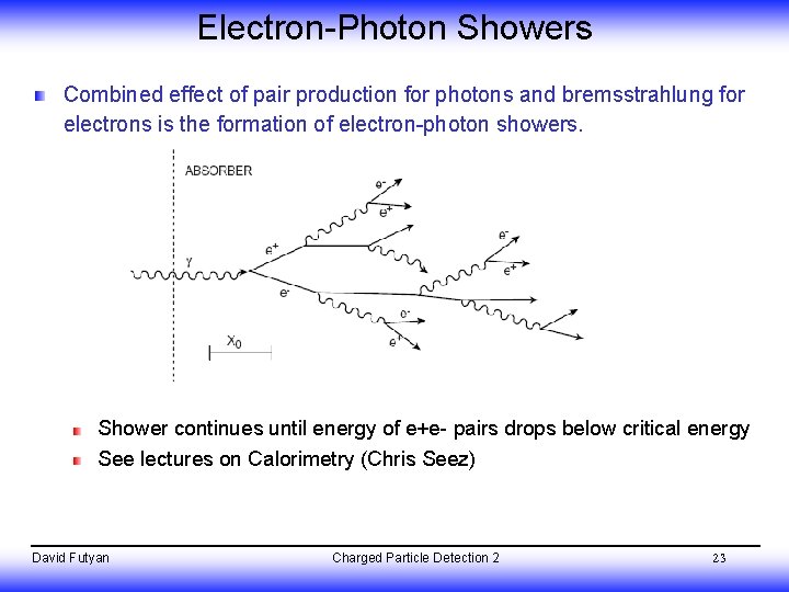 Electron-Photon Showers Combined effect of pair production for photons and bremsstrahlung for electrons is