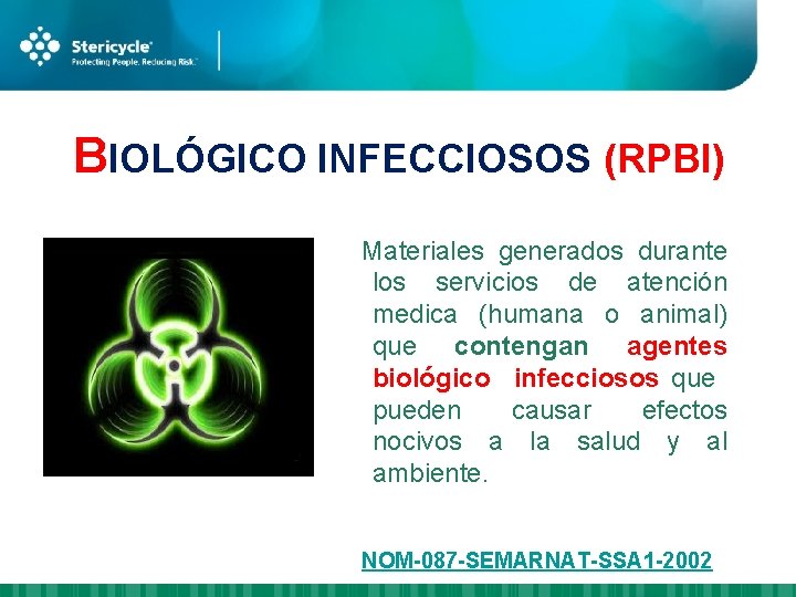 BIOLÓGICO INFECCIOSOS (RPBI) Materiales generados durante los servicios de atención medica (humana o animal)
