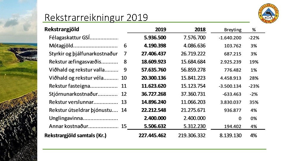 Rekstrarreikningur 2019 