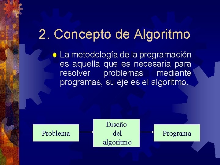 2. Concepto de Algoritmo ® La metodología de la programación es aquella que es