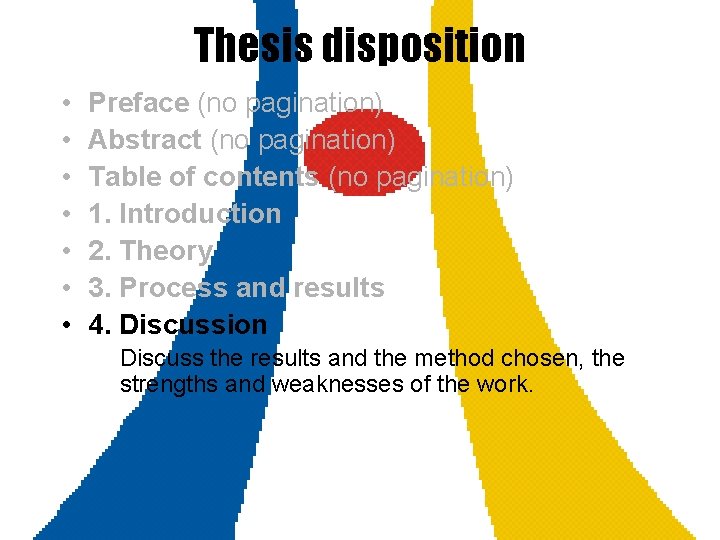 Thesis disposition • • Preface (no pagination) Abstract (no pagination) Table of contents (no