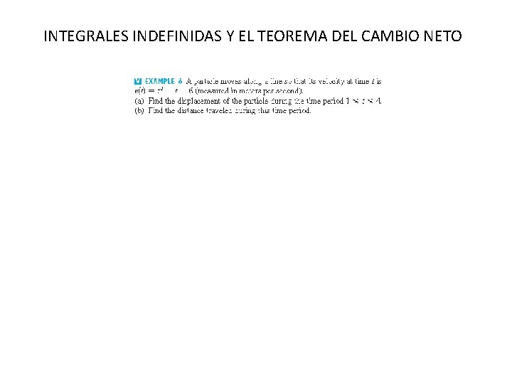 INTEGRALES INDEFINIDAS Y EL TEOREMA DEL CAMBIO NETO 