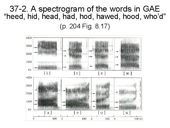 37 -2. A spectrogram of the words in GAE “heed, hid, head, hod, hawed,