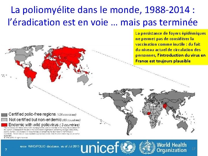 La poliomyélite dans le monde, 1988 -2014 : l’éradication est en voie … mais