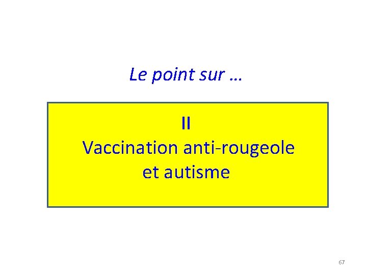 Le point sur … II Vaccination anti-rougeole et autisme 67 