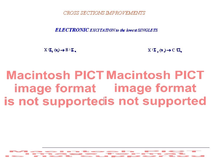 CROSS SECTIONS IMPROVEMENTS ELECTRONIC EXCITATION to the lowest SINGLETS X 1 g ( i)