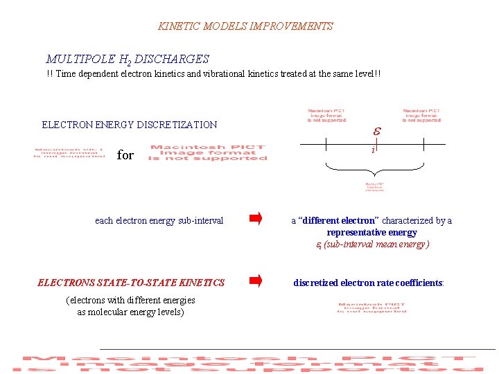 KINETIC MODELS IMPROVEMENTS MULTIPOLE H 2 DISCHARGES !! Time dependent electron kinetics and vibrational