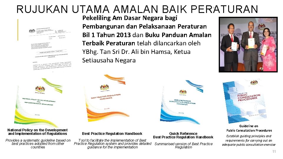 RUJUKAN UTAMA AMALAN BAIK PERATURAN 11 Pekeliling Am Dasar Negara bagi Pembangunan dan Pelaksanaan