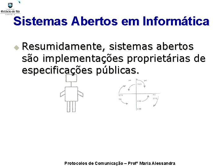 Sistemas Abertos em Informática u Resumidamente, sistemas abertos são implementações proprietárias de especificações públicas.