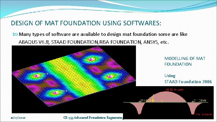 DESIGN OF MAT FOUNDATION USING SOFTWARES: Many types of software available to design mat DESIGN OF MAT FOUNDATION USING SOFTWARES: Many types of software available to design mat