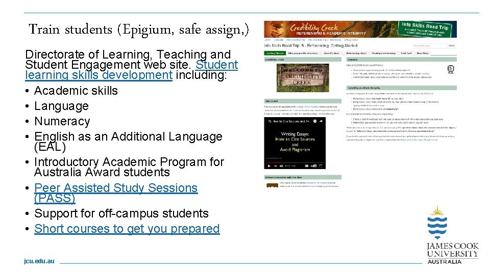 Train students (Epigium, safe assign, ) Directorate of Learning, Teaching and Student Engagement web