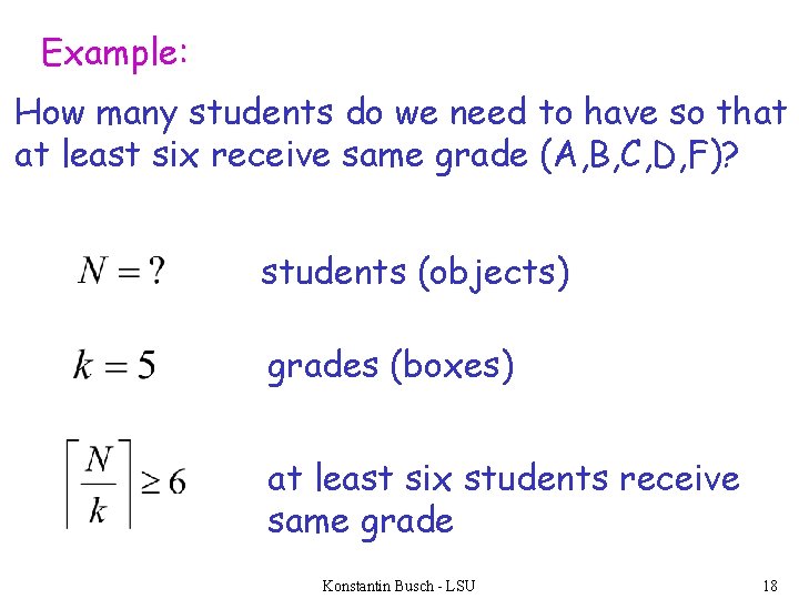 Example: How many students do we need to have so that at least six