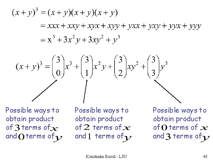 Possible ways to obtain product of terms of and terms of Konstantin Busch -