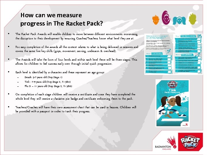 How can we measure progress in The Racket Pack? • The Racket Pack Awards