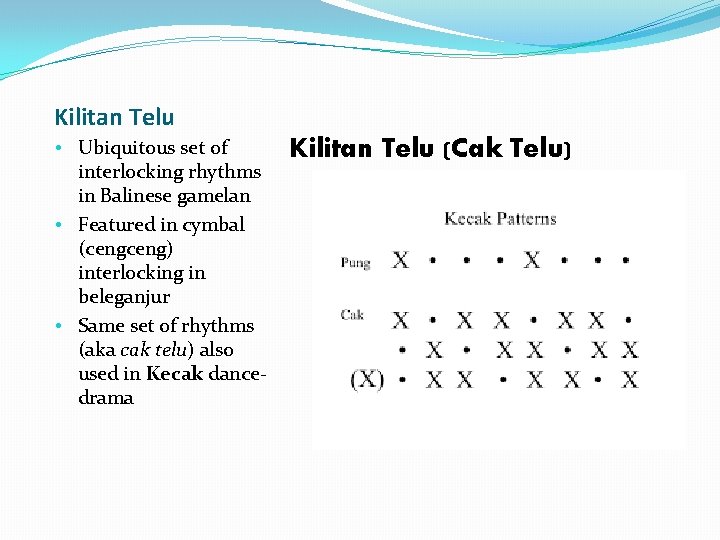 Kilitan Telu • Ubiquitous set of interlocking rhythms in Balinese gamelan • Featured in