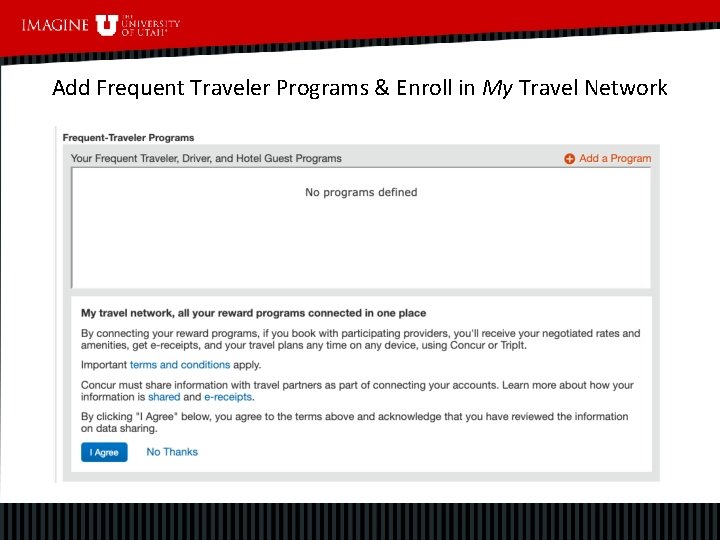 Add Frequent Traveler Programs & Enroll in My Travel Network 