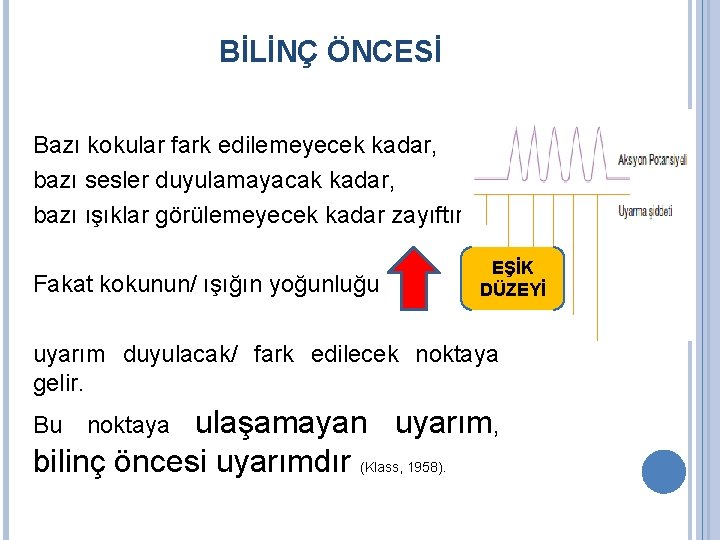 BİLİNÇ ÖNCESİ Bazı kokular fark edilemeyecek kadar, bazı sesler duyulamayacak kadar, bazı ışıklar görülemeyecek