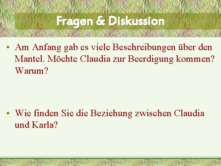 Fragen & Diskussion • Am Anfang gab es viele Beschreibungen über den Mantel. Möchte Fragen & Diskussion • Am Anfang gab es viele Beschreibungen über den Mantel. Möchte