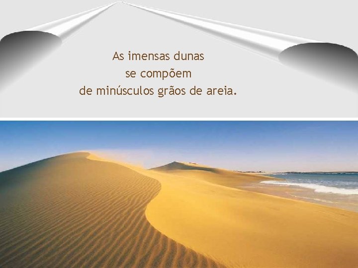 As imensas dunas se compõem de minúsculos grãos de areia. 