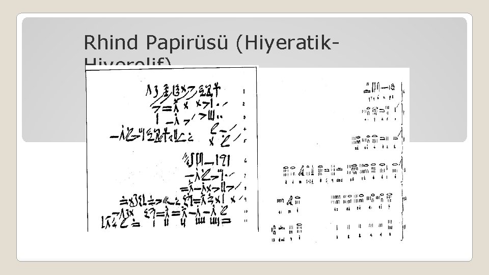 Rhind Papirüsü (Hiyeratik. Hiyerolif) 